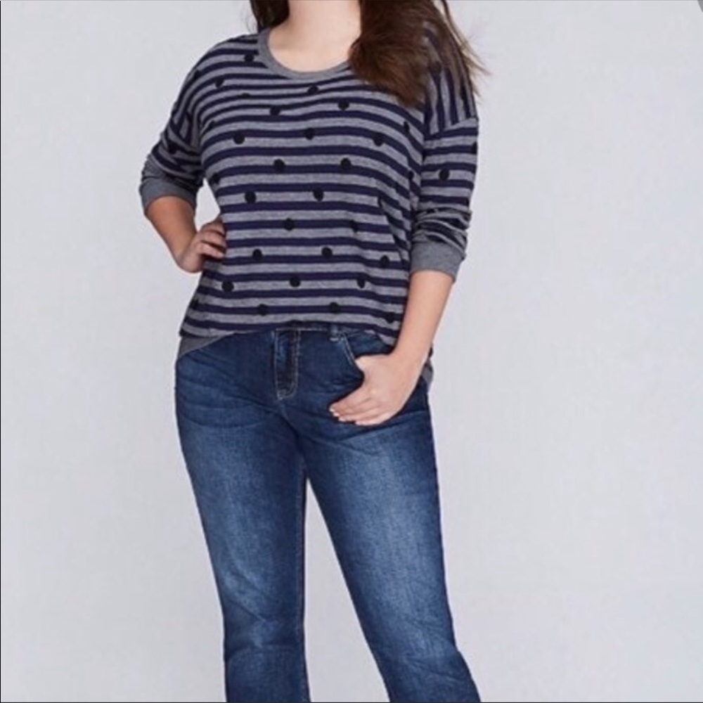 Lane Bryant Polka Dot Striped Sweater